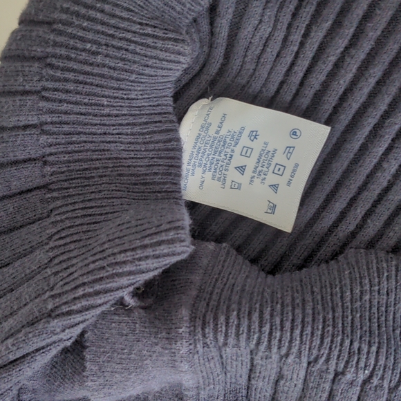 Lands' End V Neck Ribbed Cotton Cardigan Blue size Medium - Picture 5 of 8